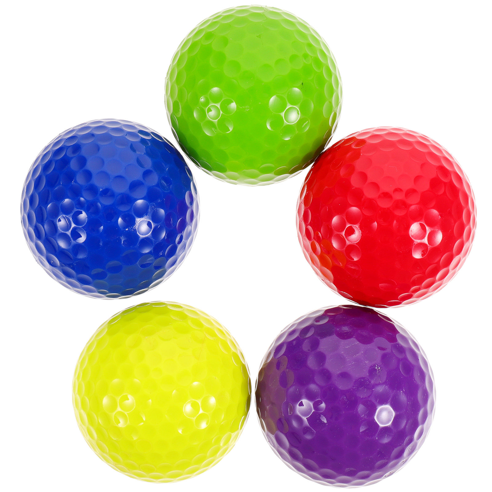 Practice Equipment For Golf - 5 ชิ้นลูกกอล์ฟพลาสติกสำหรับฝึกซ้อมสีมืออาชีพสองชั้นสำหรับการฝึกกอล์ฟในร่ม