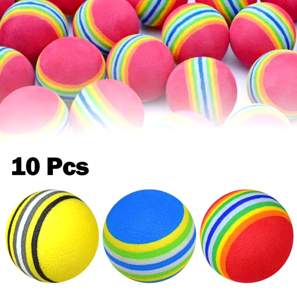Practice Equipment For Golf - ลูกบอลโฟมฝึกซ้อมตีกอล์ฟ 10 ชิ้น สีรุ้ง ลูกบอลฟองน้ำนุ่ม ยืดหยุ่น