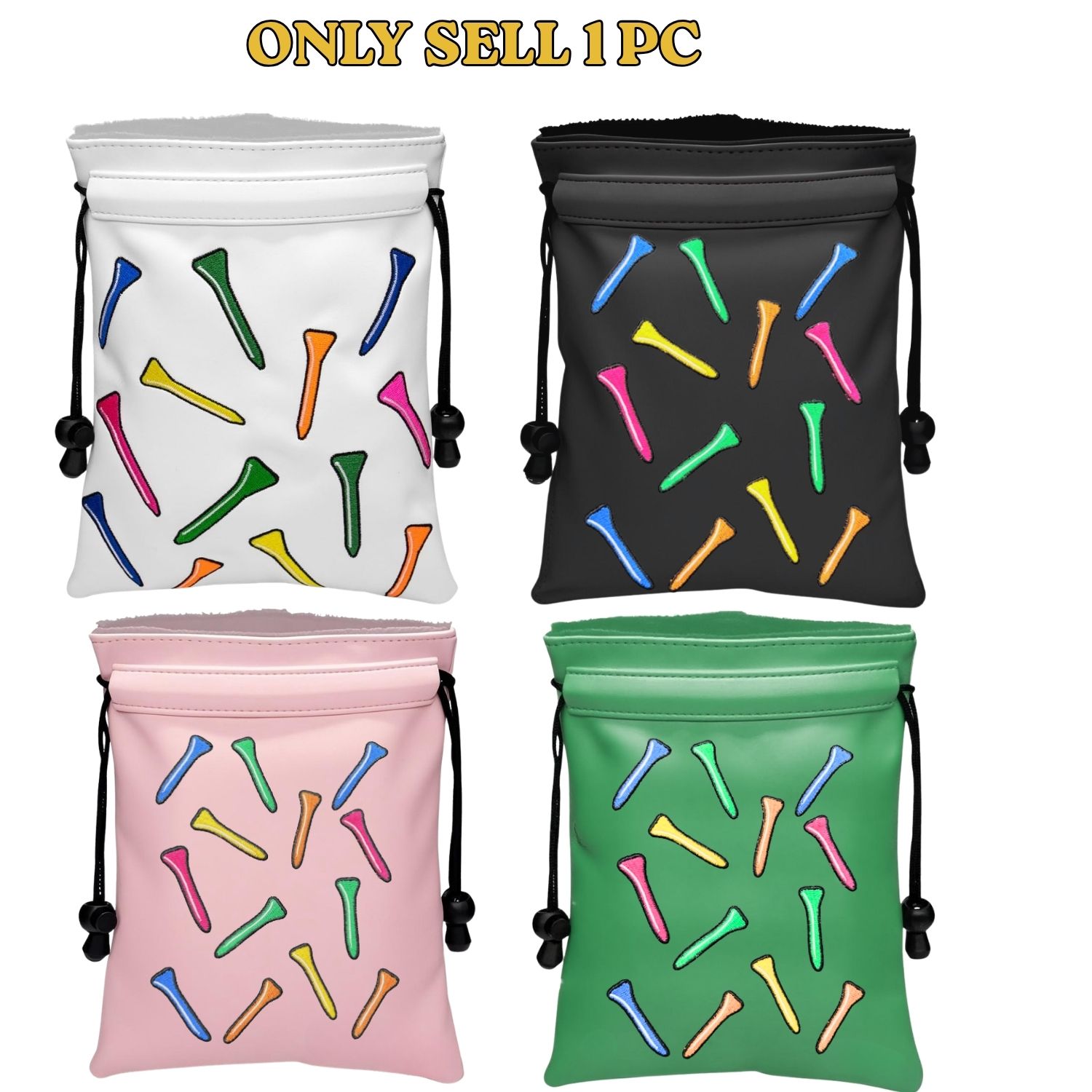 Golf Equipment Drawing - กระเป๋าใส่ของมีค่าสำหรับกอล์ฟลายทีกอล์ฟ ทำจากหนัง PU พร้อมสายรูดปิด กระเป๋าใส่ทีกอล์ฟและลูกกอล์ฟสำหรับผู้หญิง
