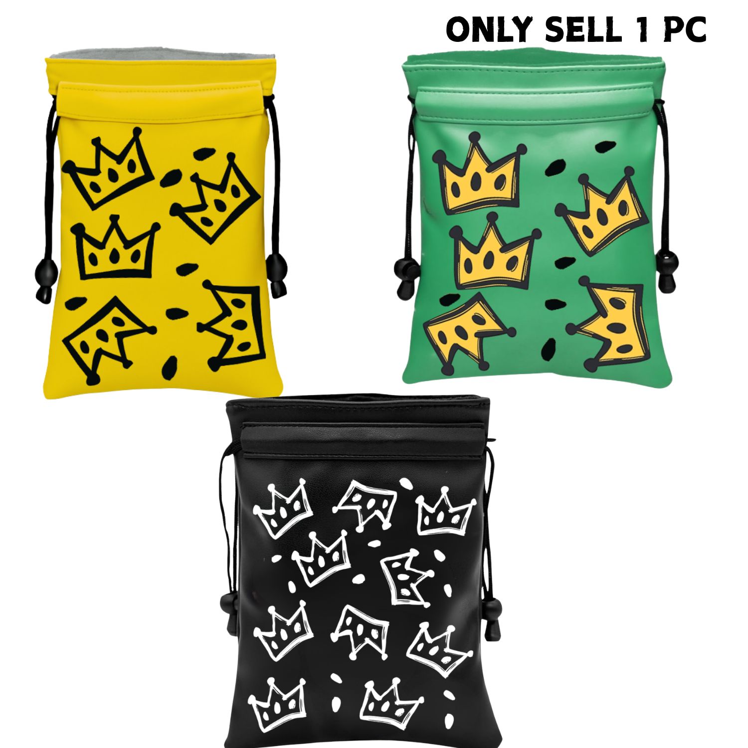 Golf Equipment Drawing - กระเป๋าใส่ของมีค่าสำหรับกอล์ฟ Crown, กระเป๋าใส่ของมีค่าสำหรับกอล์ฟลายทีกอล์ฟสุดเก๋, กระเป๋าใส่ทีกอล์ฟหนัง PU พร้อมเชือกรูดปิด