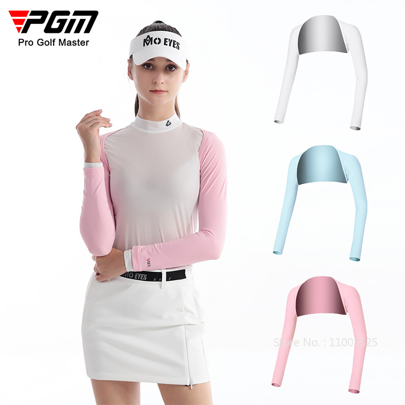 Golf Equipment For Women - PGM ผ้าคลุมไหล่กันแดดสำหรับผู้หญิง, ผ้าไอซ์ซิลค์แขนเสื้อกีฬากันยูวีระบายอากาศได้สำหรับเด็กผู้หญิงเสื้อกอล์ฟผ้าคลุมไหล่เดินป่าตั้งแคมป์