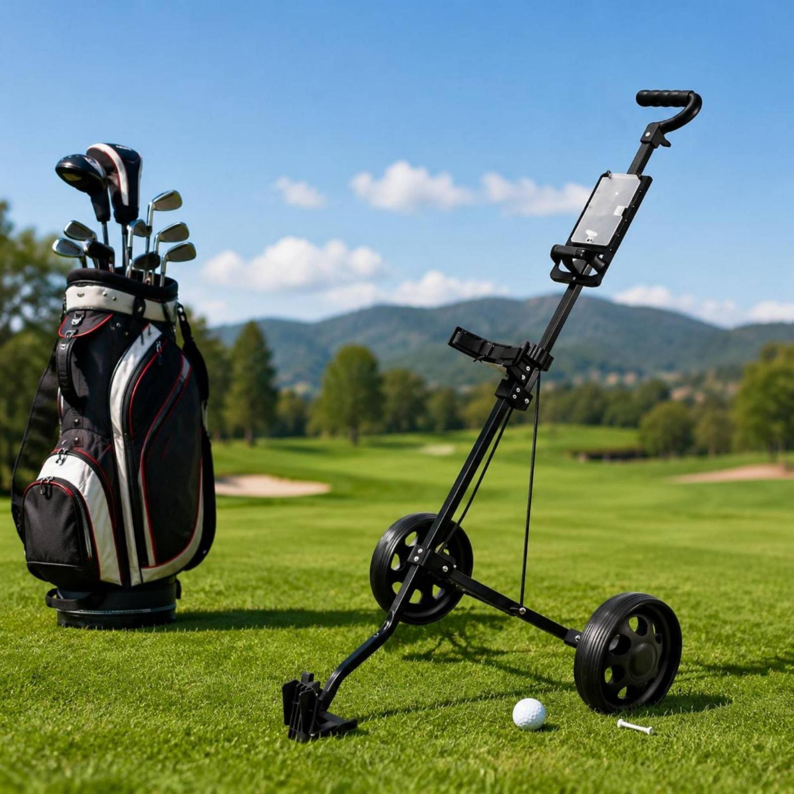 รถเข็นอุปกรณ์กอล์ฟแบบพับได้สอง - Practice Equipment For Golf บทวิจารณ์และราคา